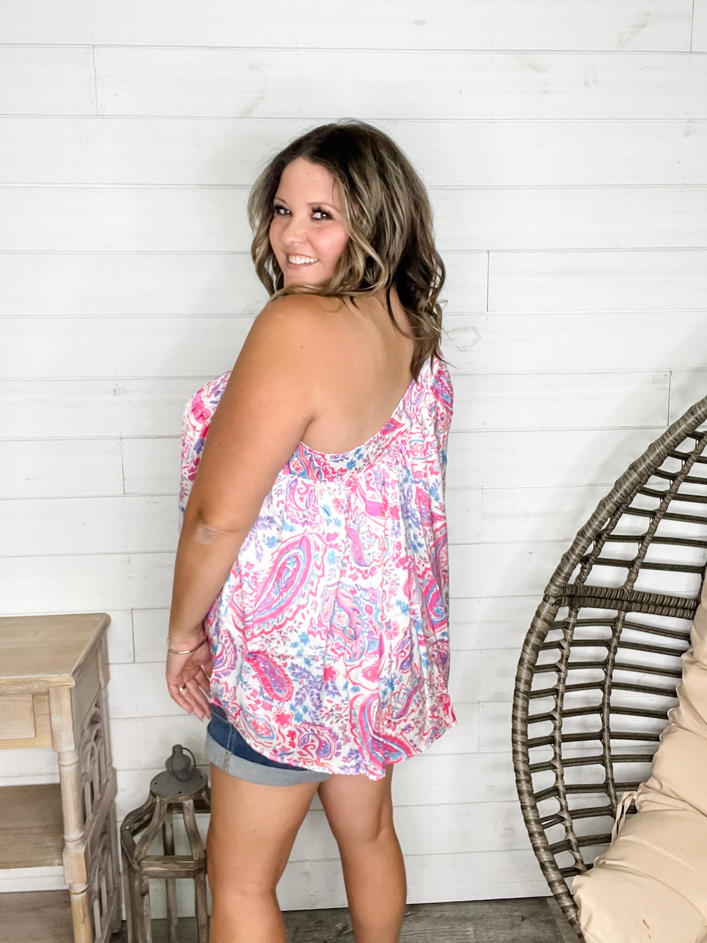 "Headturner" Paisley Off the Shoulder with Tie Detail
