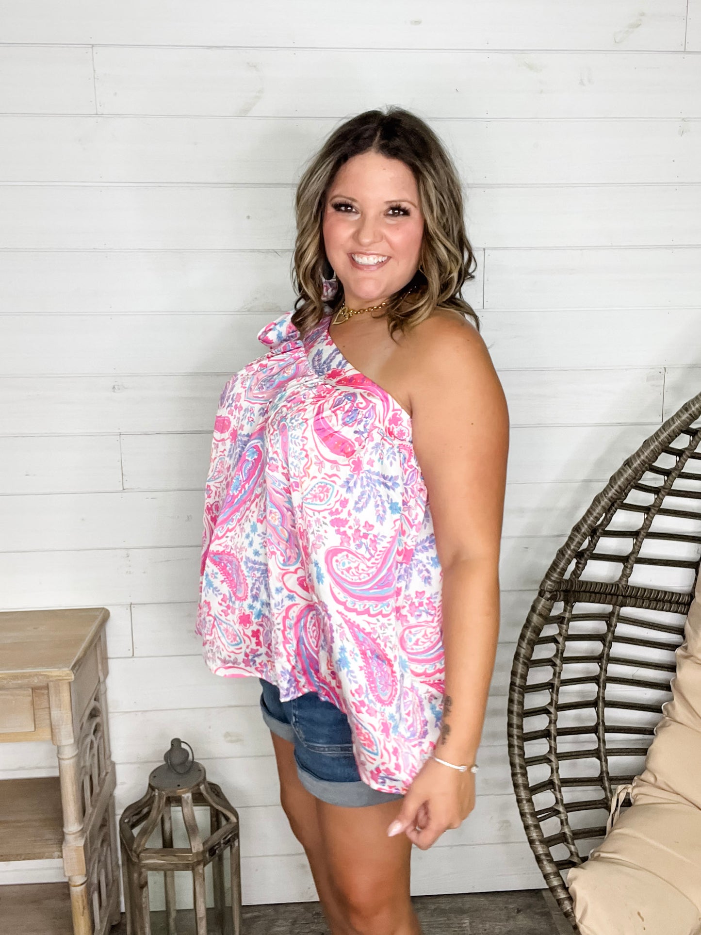 "Headturner" Paisley Off the Shoulder with Tie Detail
