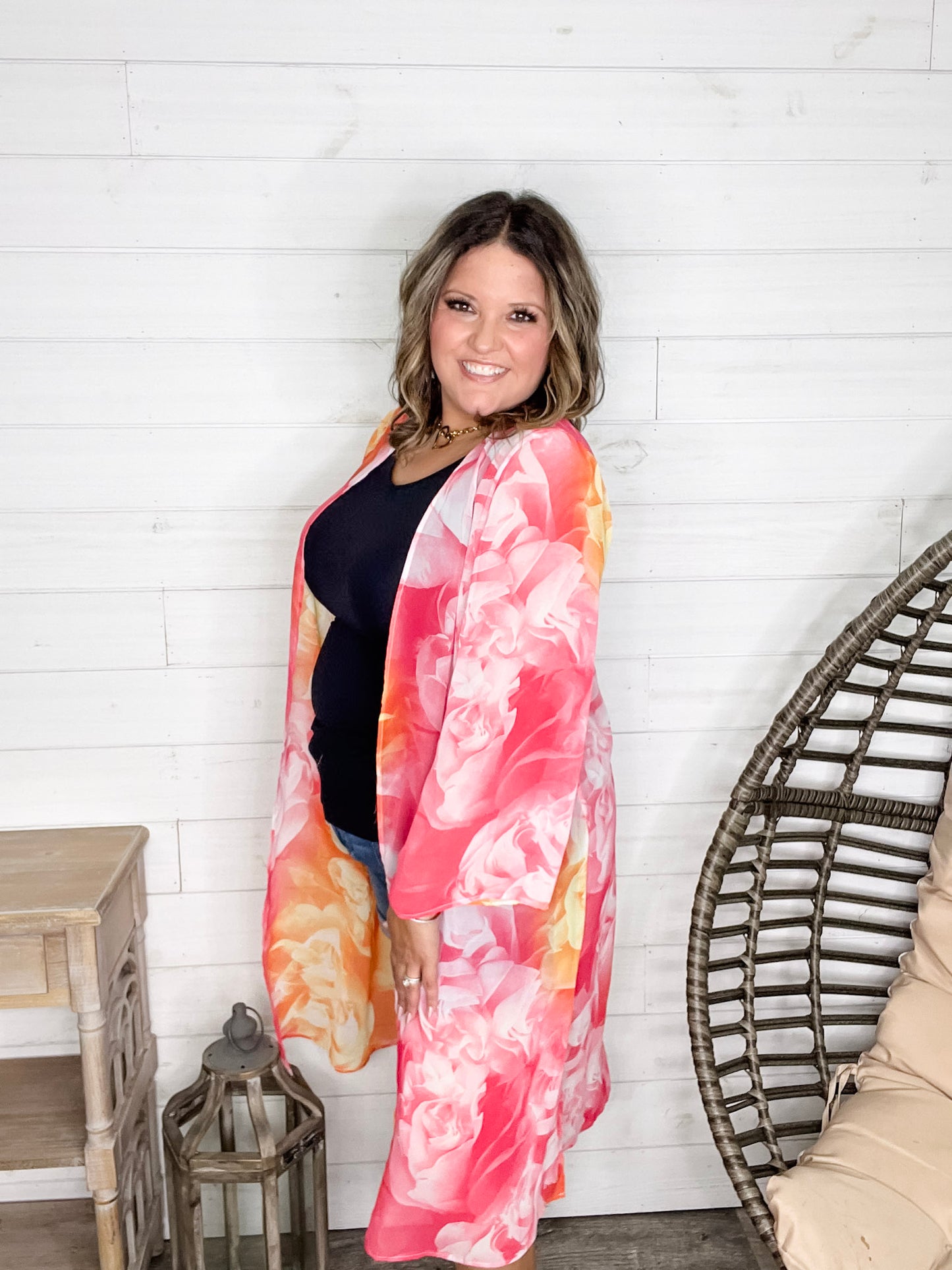 "Rose Water" Wide Sleeve Kimono