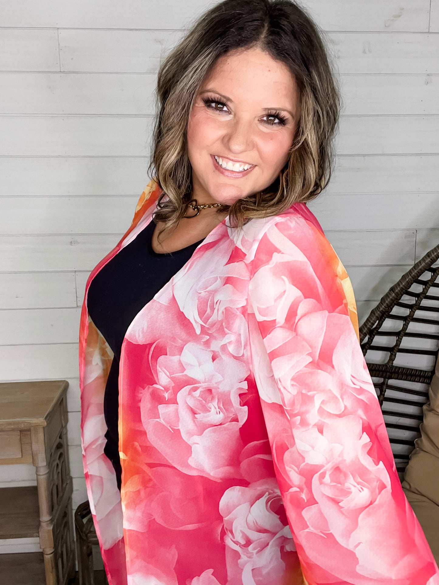 "Rose Water" Wide Sleeve Kimono