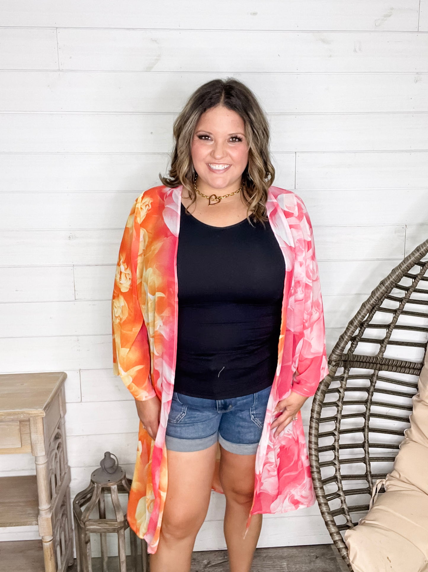 "Rose Water" Wide Sleeve Kimono