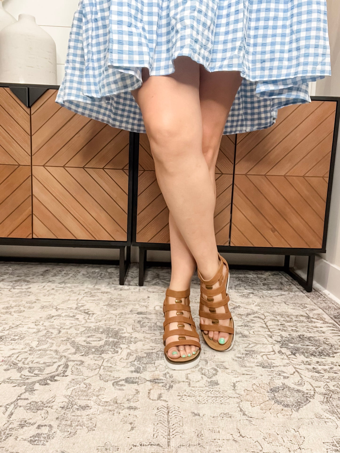 "Caged Animal" By Corkys Gladiator Sandal (Cognac)