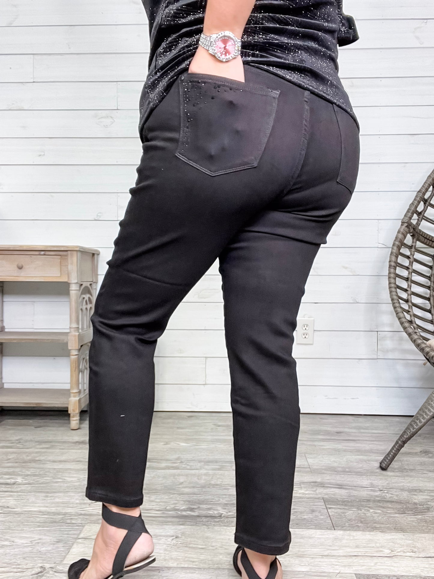 Judy Blue Black Rhinestone Slim Fit Jeans