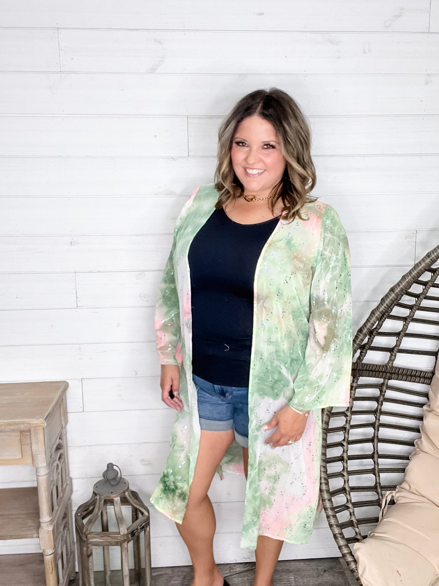 "Mint Julep" Wide Sleeve Kimono