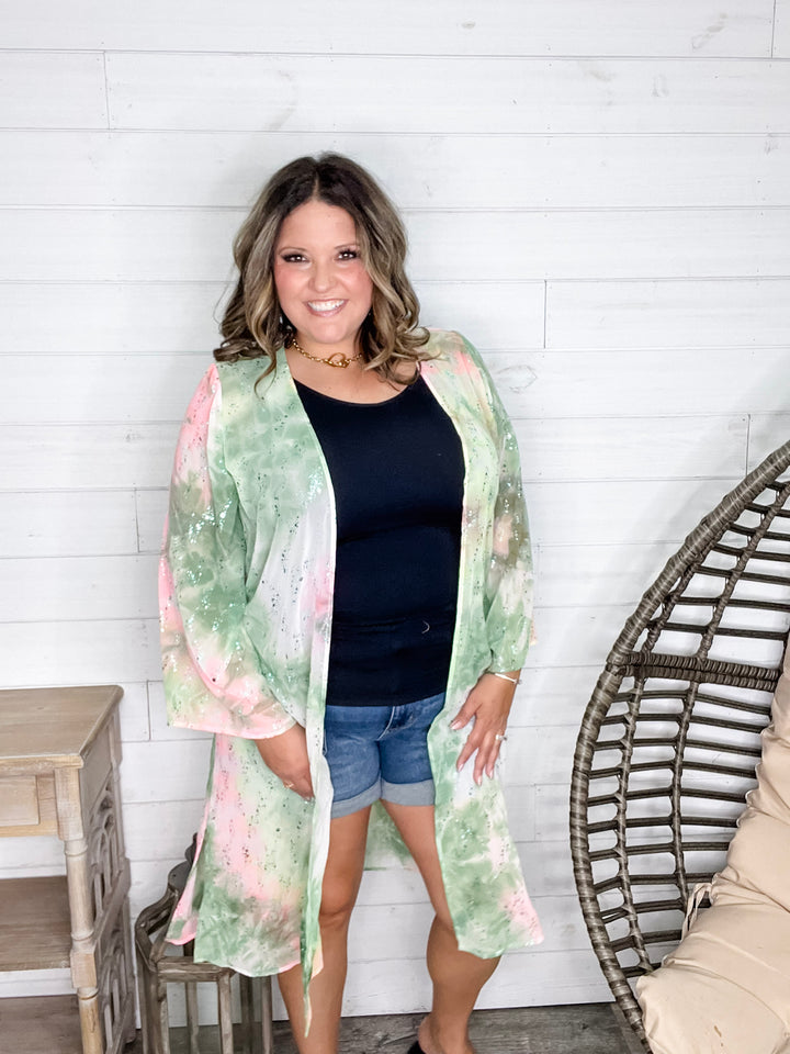 "Mint Julep" Wide Sleeve Kimono