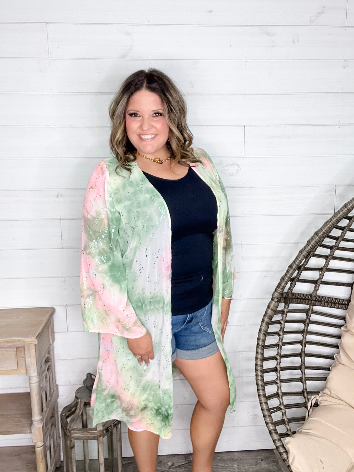 "Mint Julep" Wide Sleeve Kimono