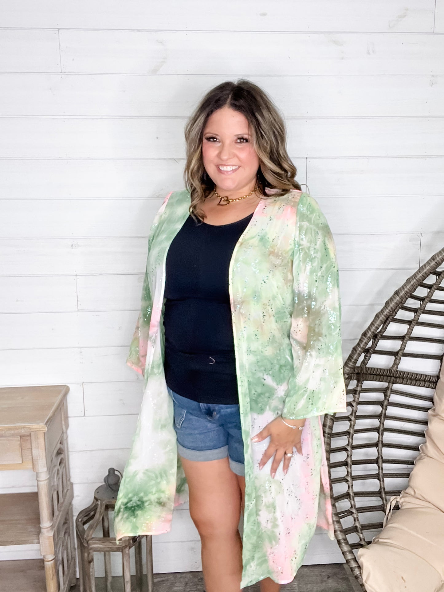 "Mint Julep" Wide Sleeve Kimono