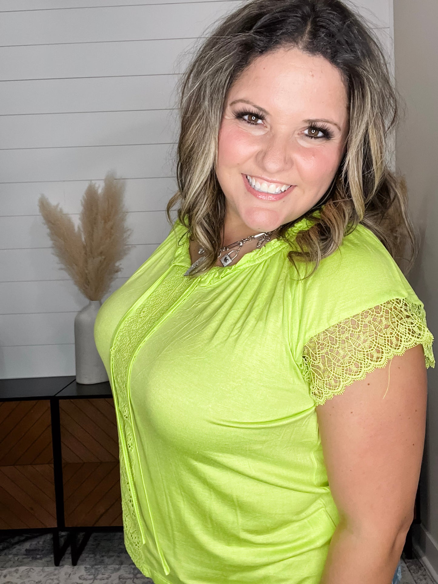 "Wheeler" Lace Cap Sleeve with Front Tie