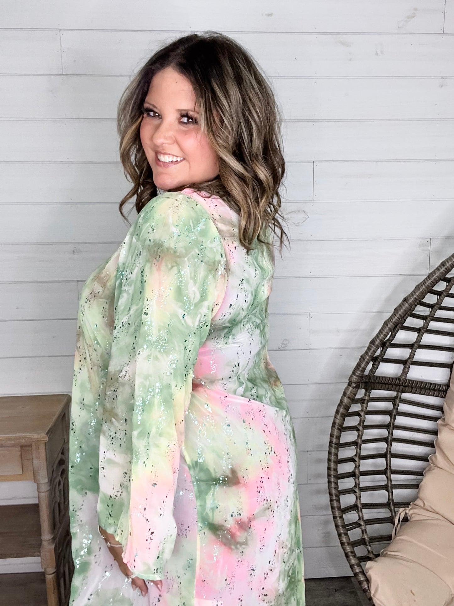 "Mint Julep" Wide Sleeve Kimono