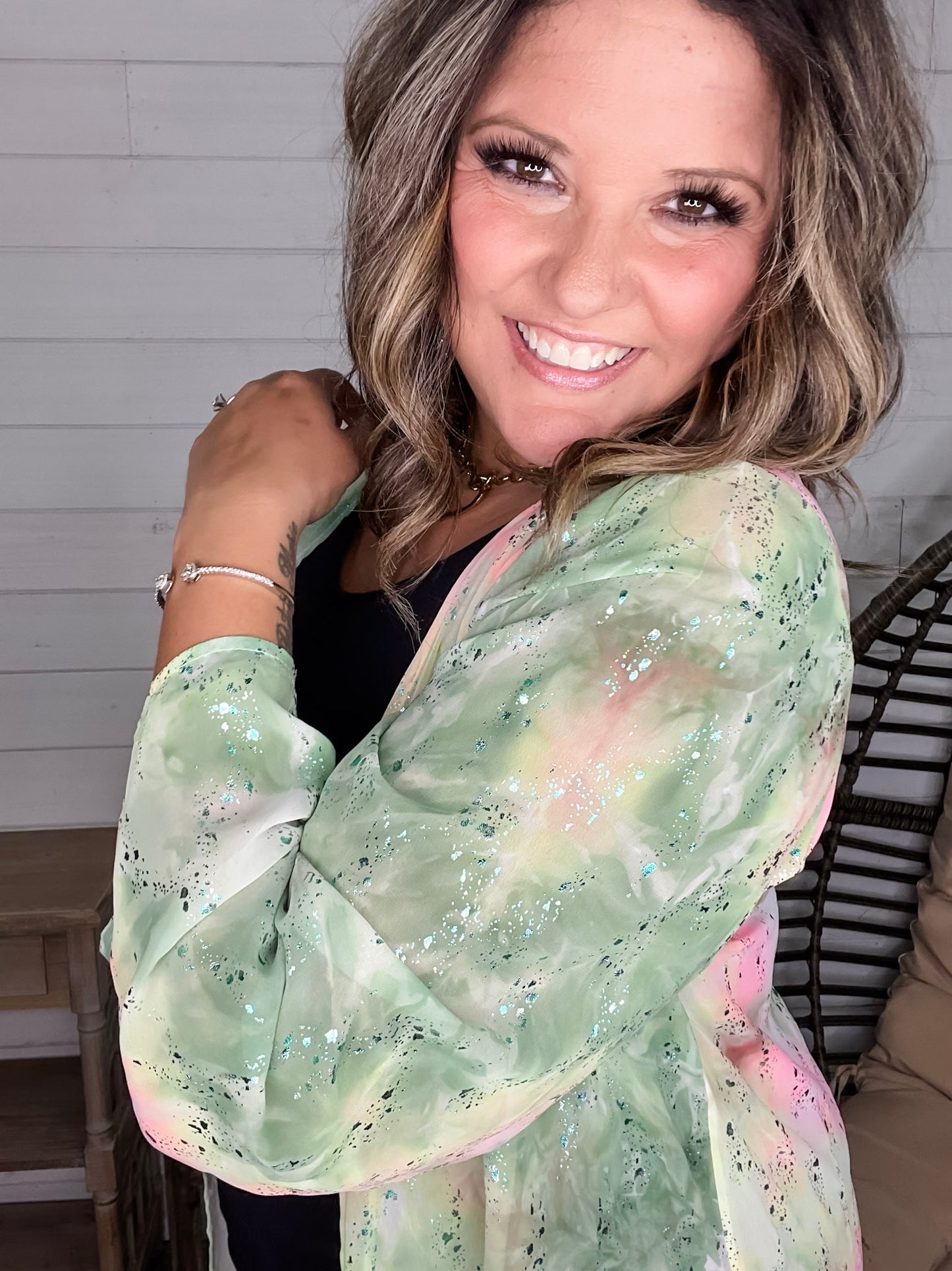 "Mint Julep" Wide Sleeve Kimono