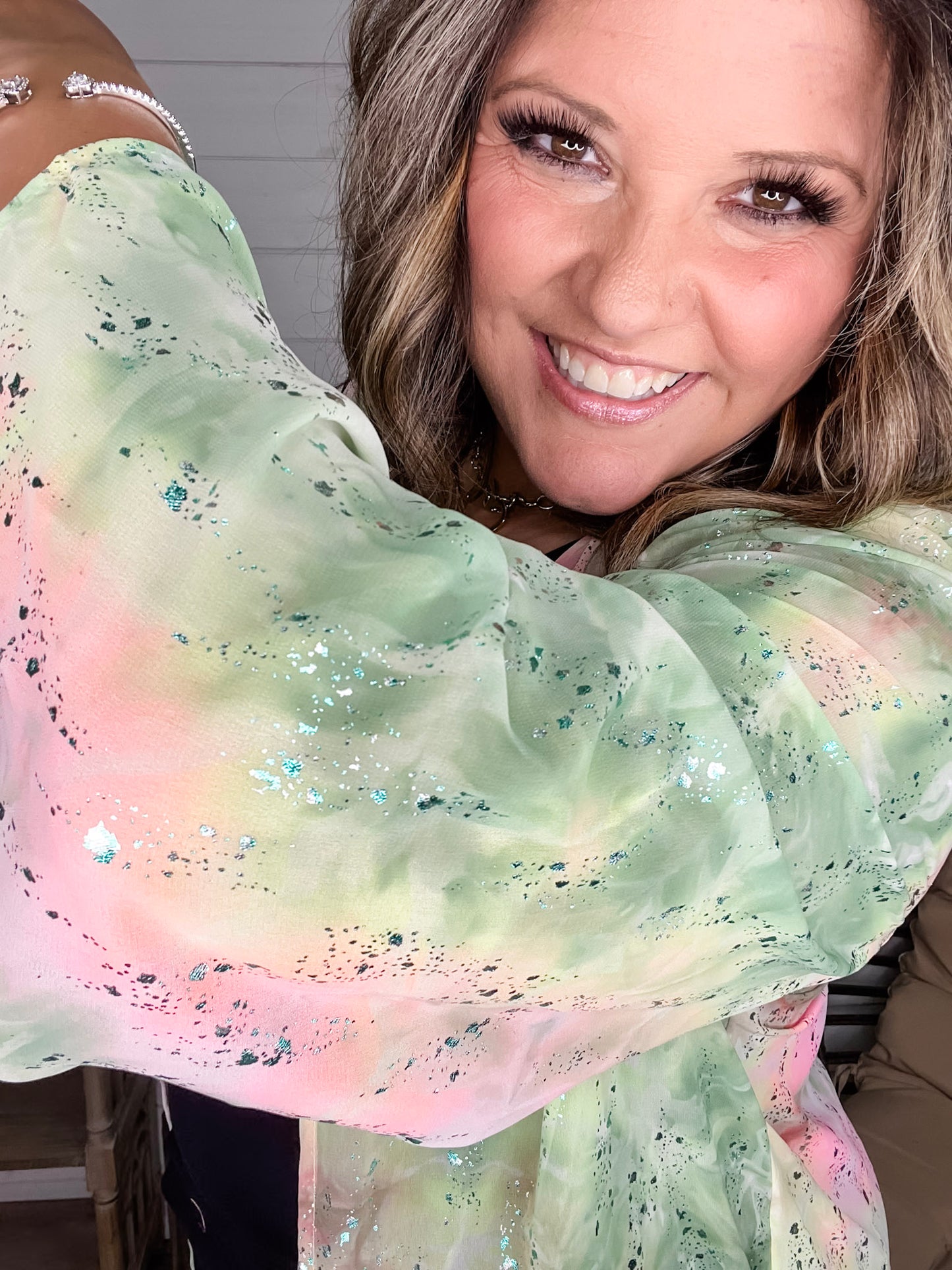 "Mint Julep" Wide Sleeve Kimono