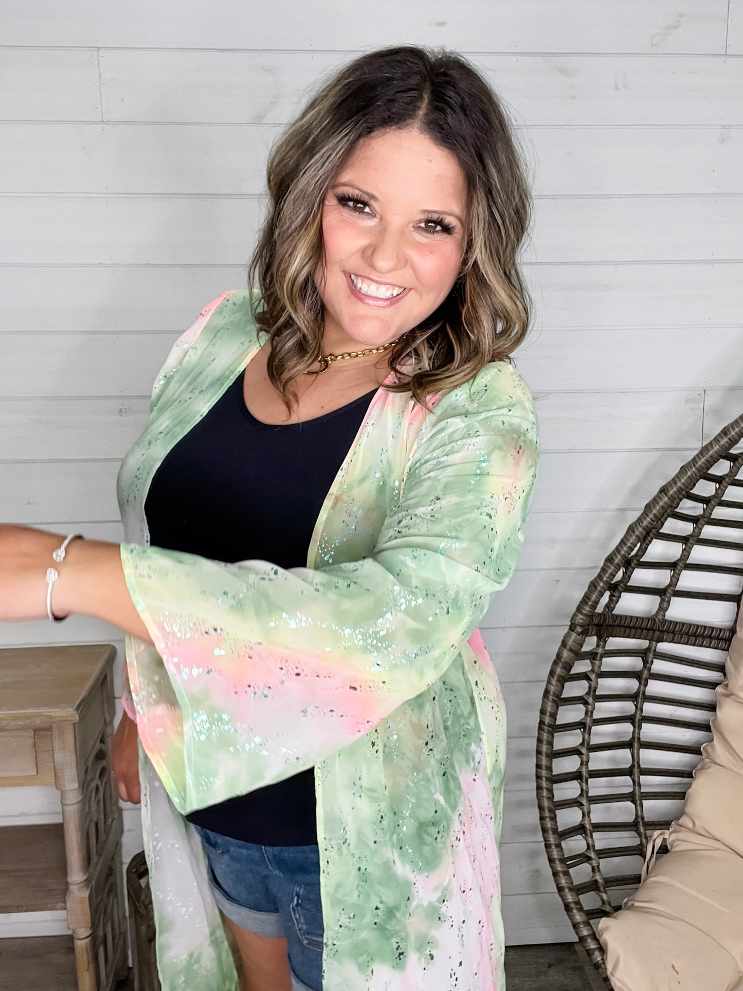 "Mint Julep" Wide Sleeve Kimono