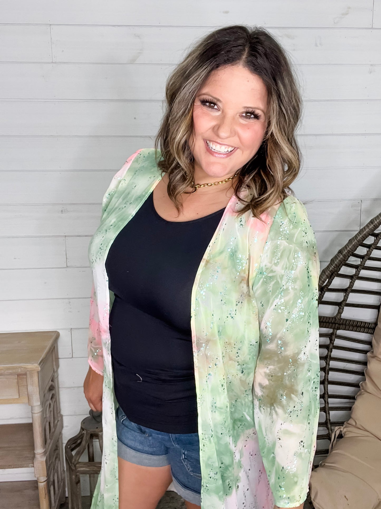 "Mint Julep" Wide Sleeve Kimono