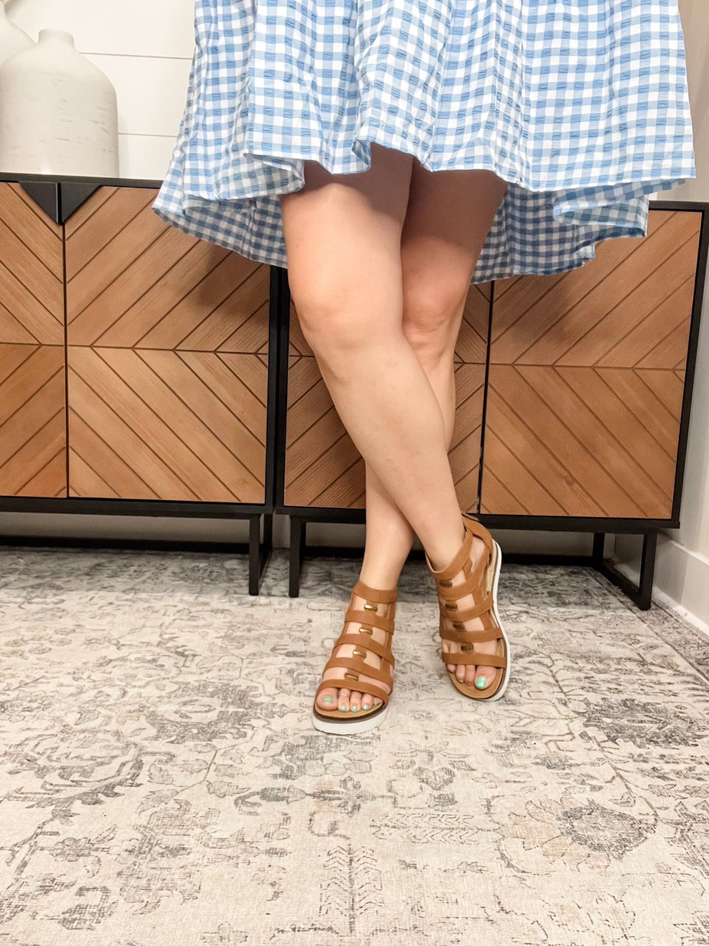 "Caged Animal" By Corkys Gladiator Sandal (Cognac)