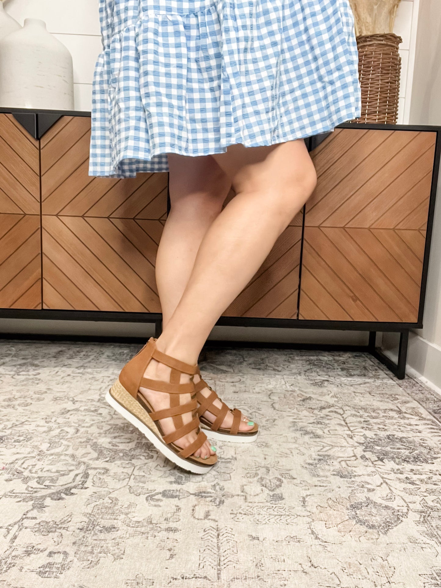 "Caged Animal" By Corkys Gladiator Sandal (Cognac)