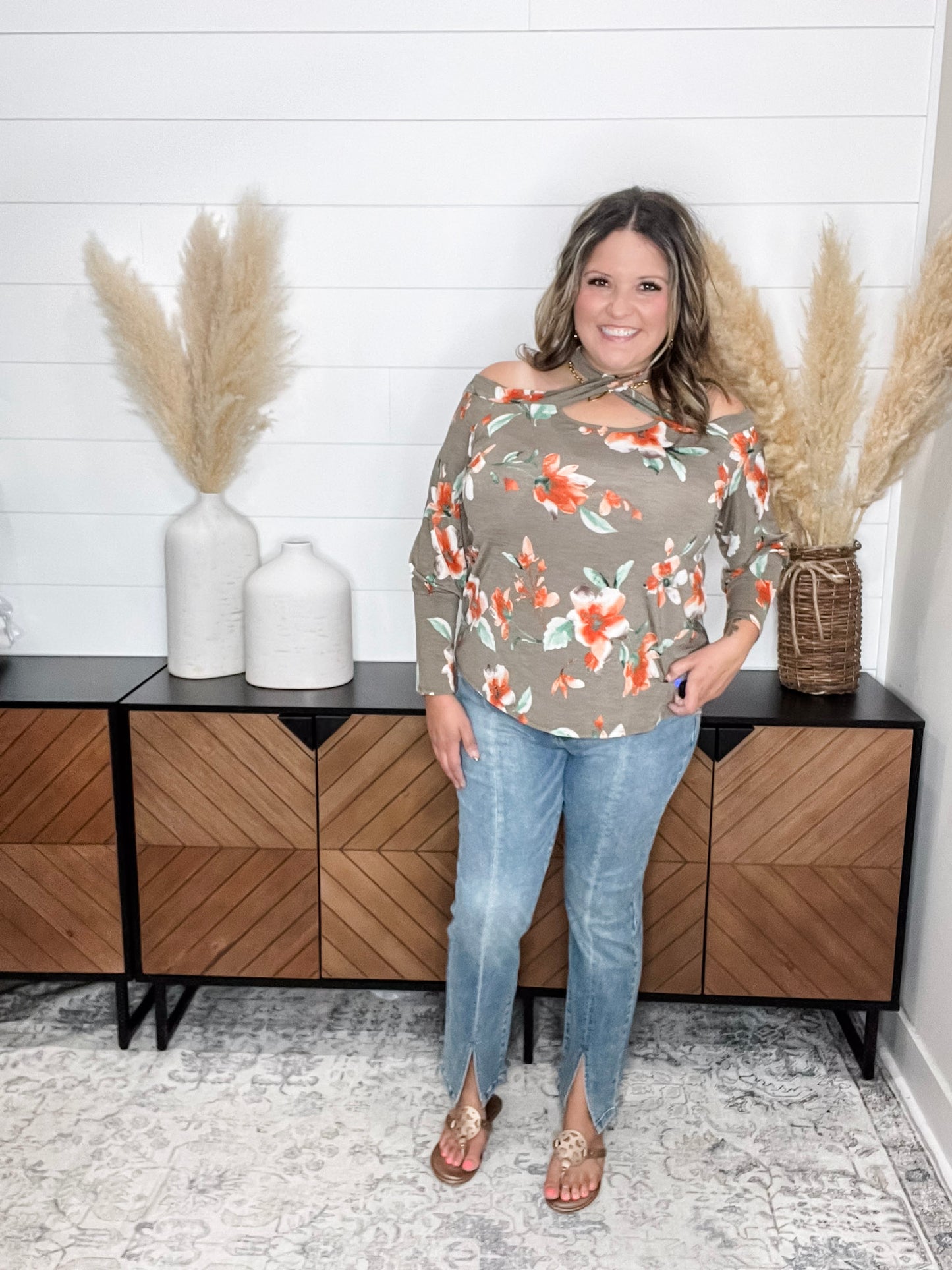 Judy Blue "Boho Sass" Front Slit Straight Leg Jeans