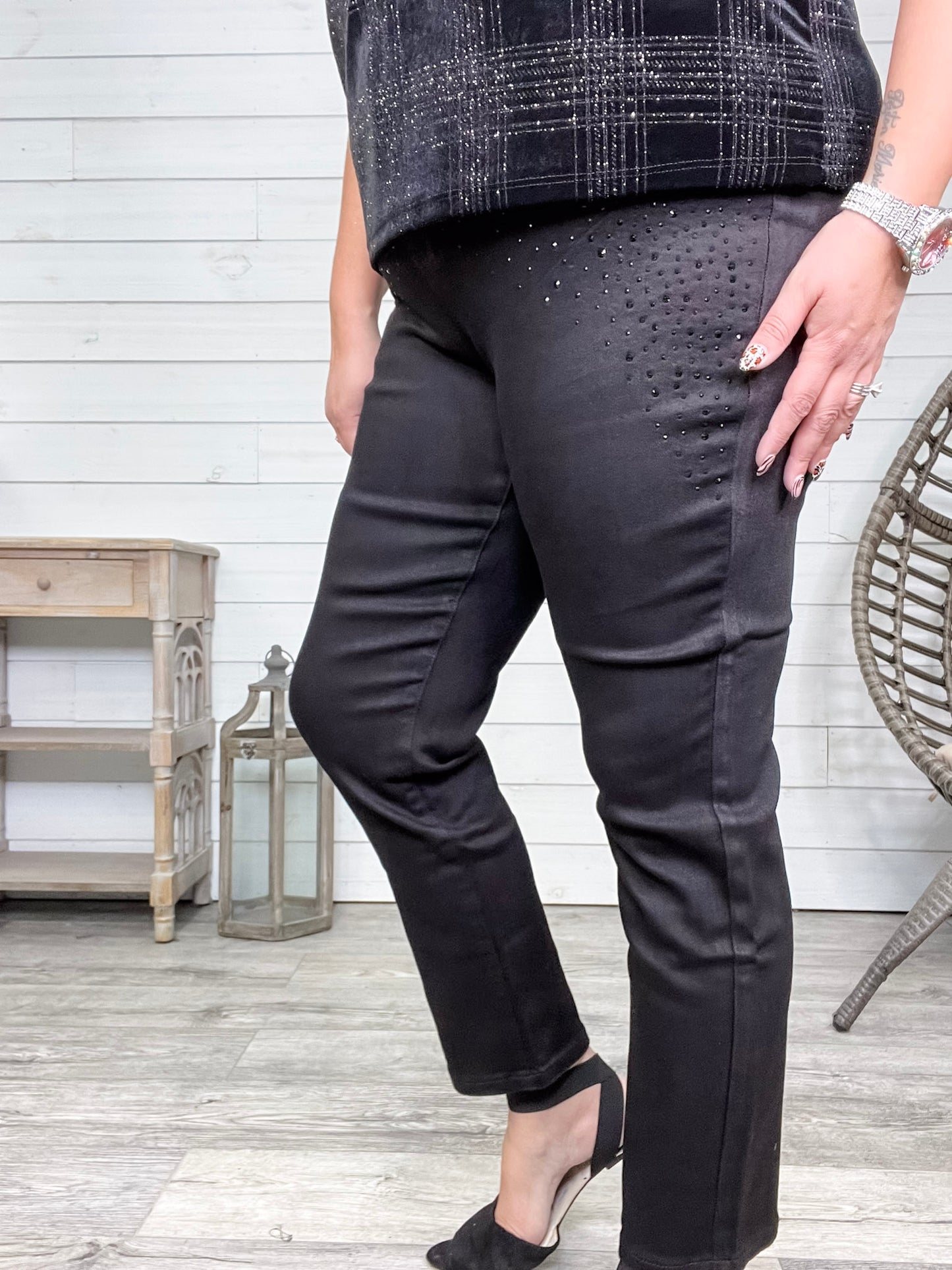 Judy Blue Black Rhinestone Slim Fit Jeans