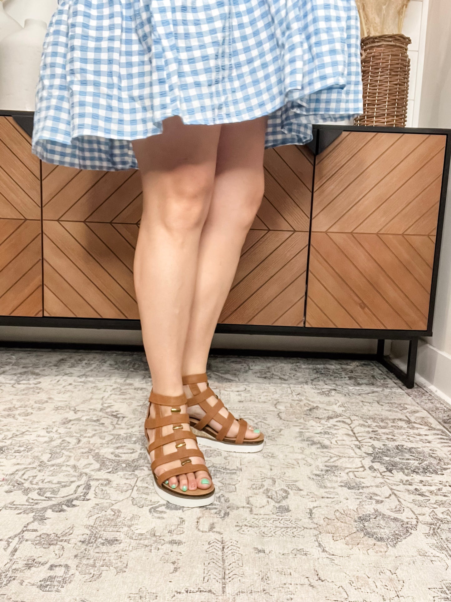 "Caged Animal" By Corkys Gladiator Sandal (Cognac)