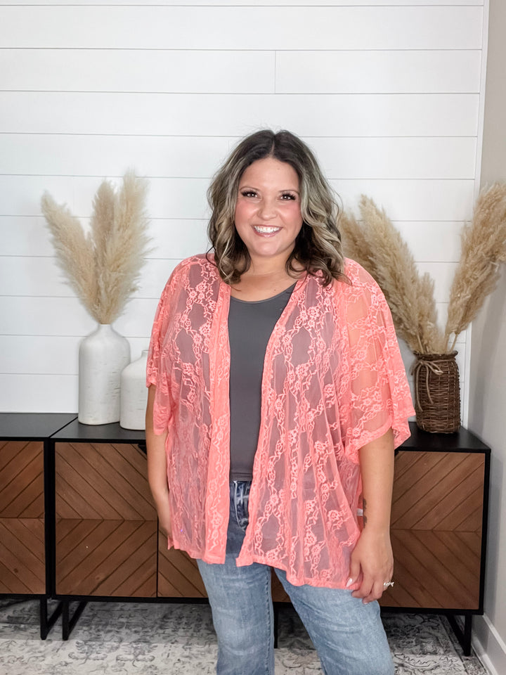 "Over It" Lace Short Sleeve High Low Cover Up