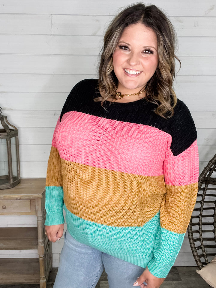 "Aftershock" Long Sleeve Round Neck Sweater