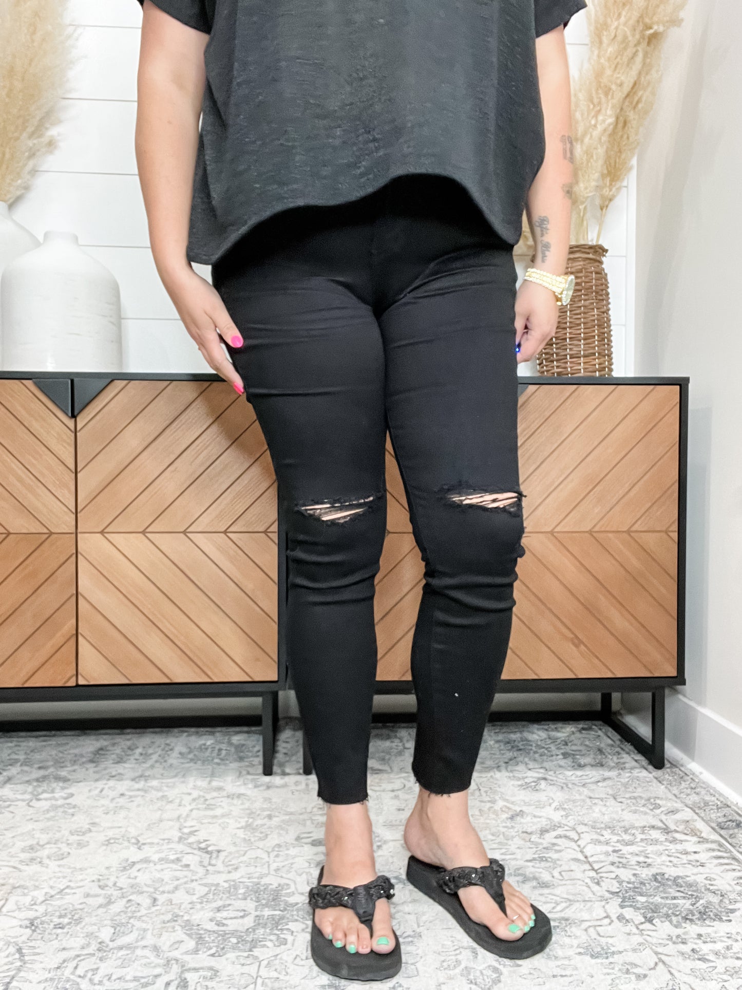 Judy Blue "Truth or Dare" Black Skinny Jeans