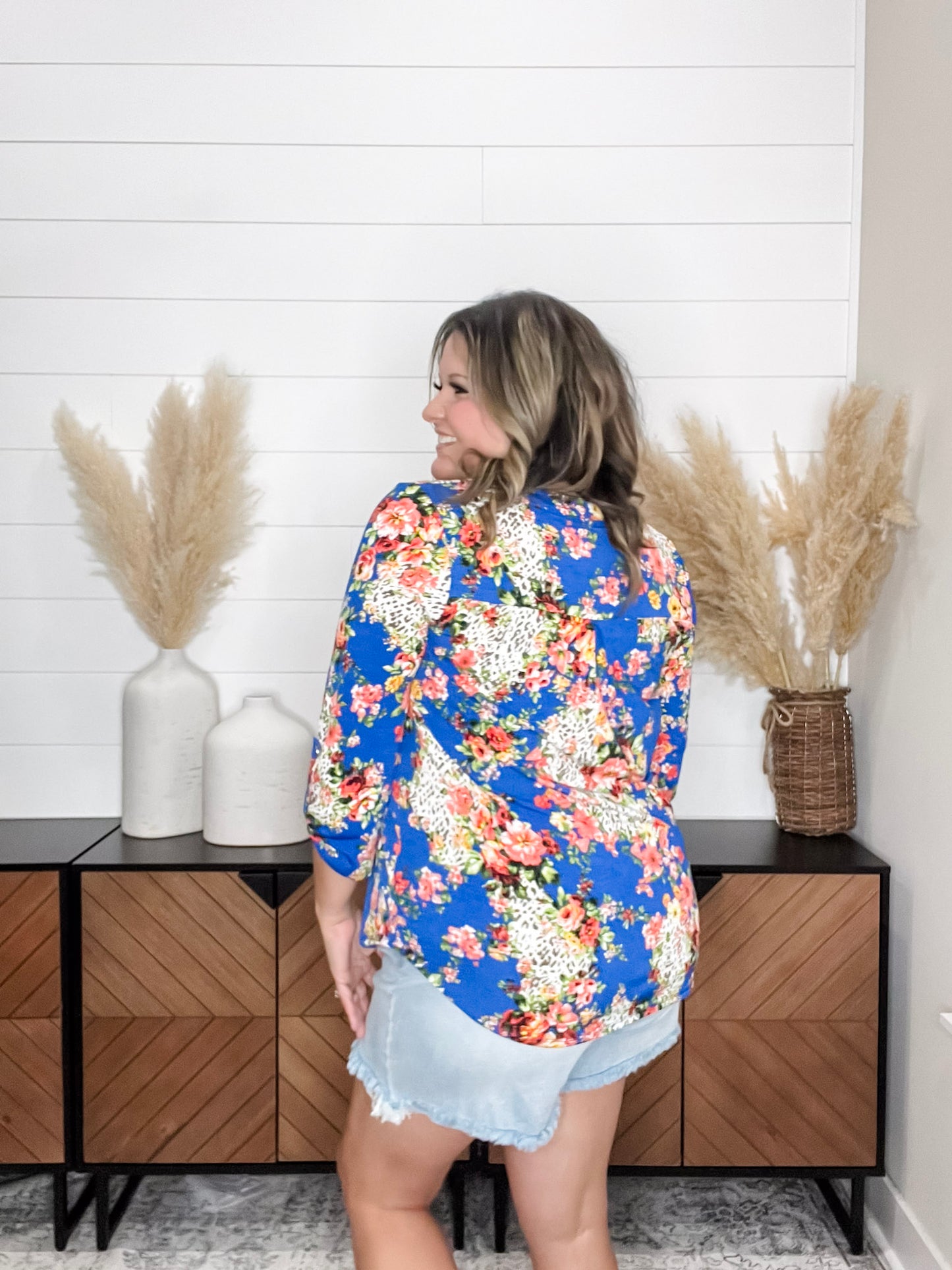 "Cramer" 3/4 Sleeve Split Neck Tops