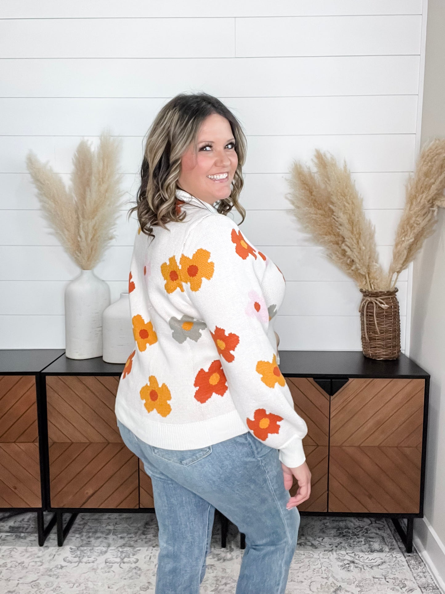 "Felicia" Fall Floral Long Sleeve Sweater