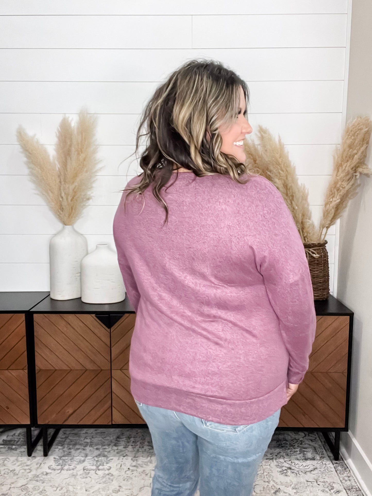 "Hopeful" Long Sleeve Weekender (Mauve)