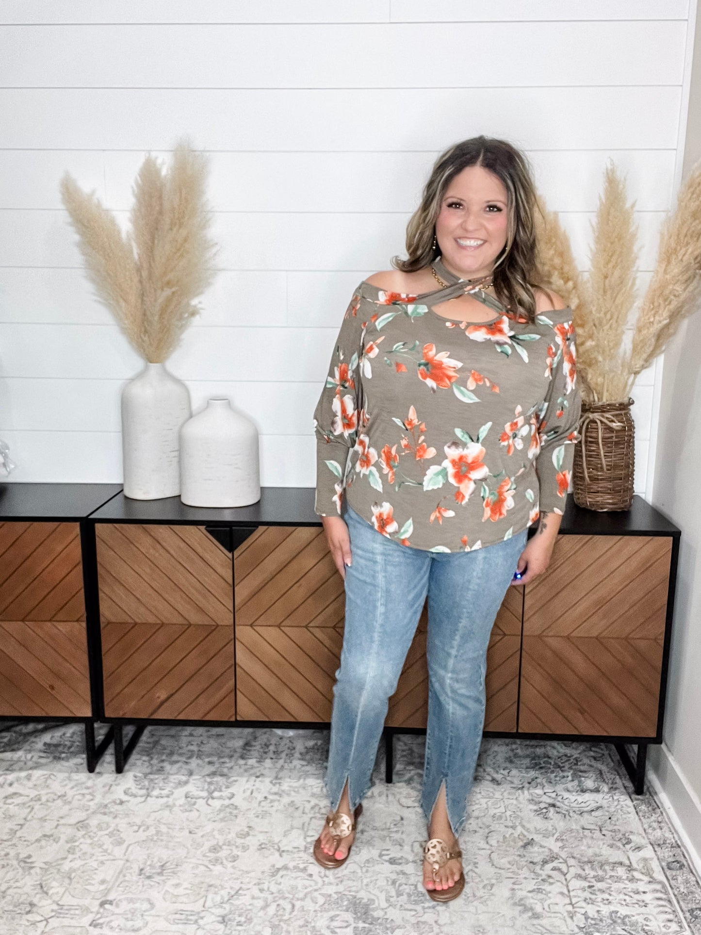Judy Blue "Boho Sass" Front Slit Straight Leg Jeans