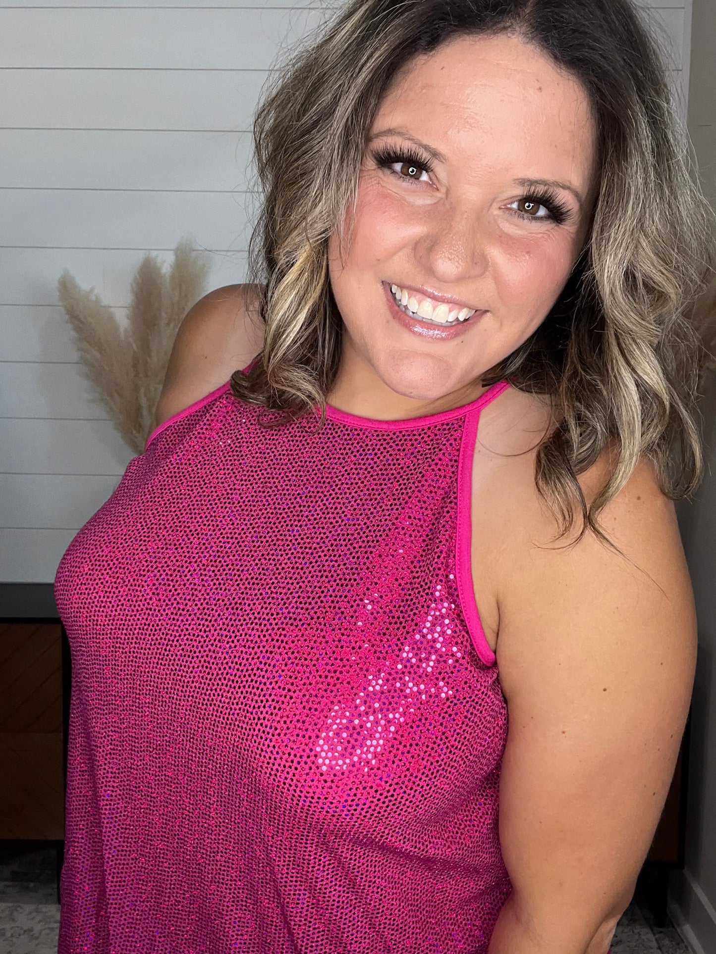 "All Dressed Up" Sparkle Front Halter Tank