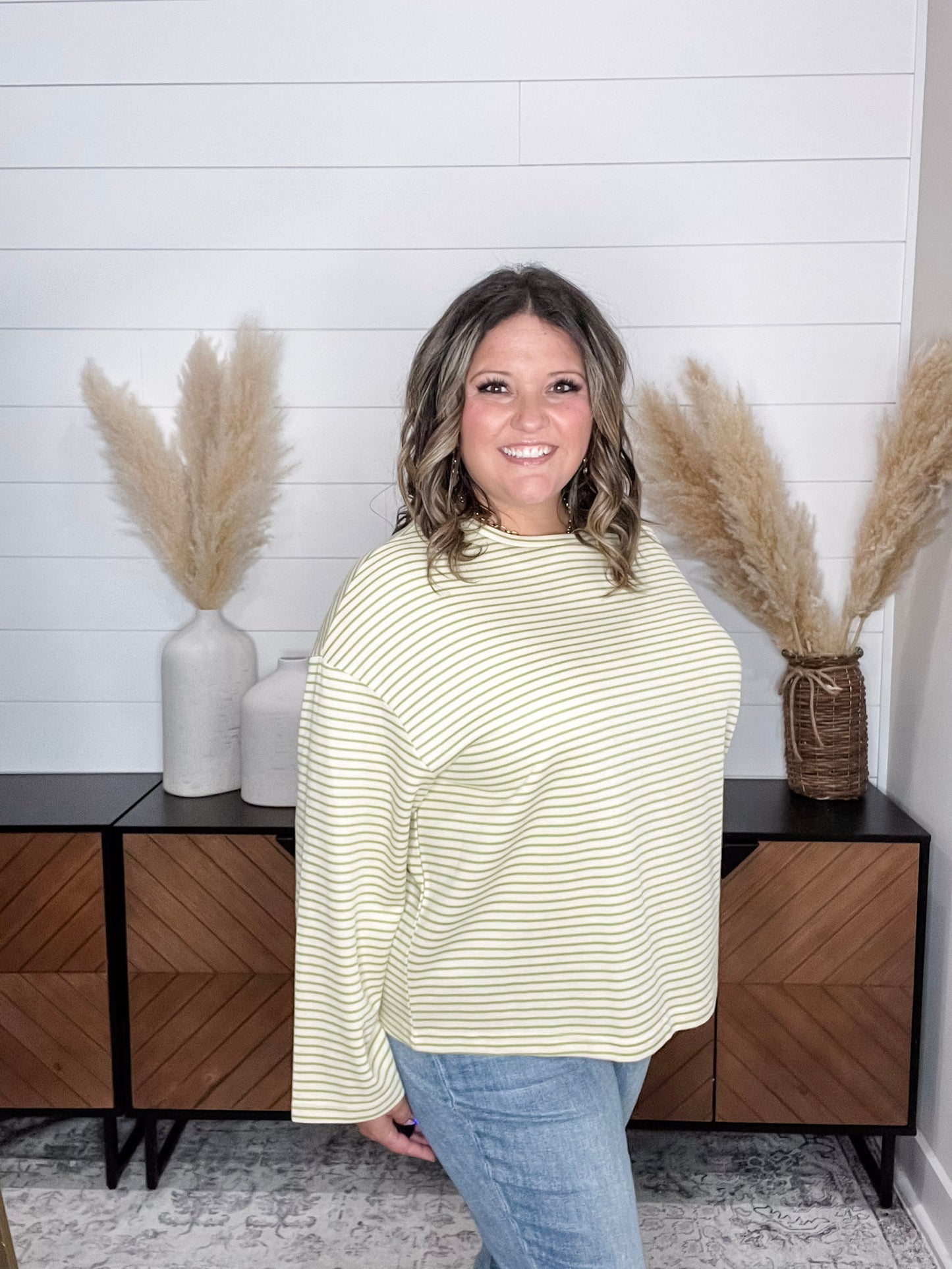 "Mayfield" Long Sleeve Striped Round Neck