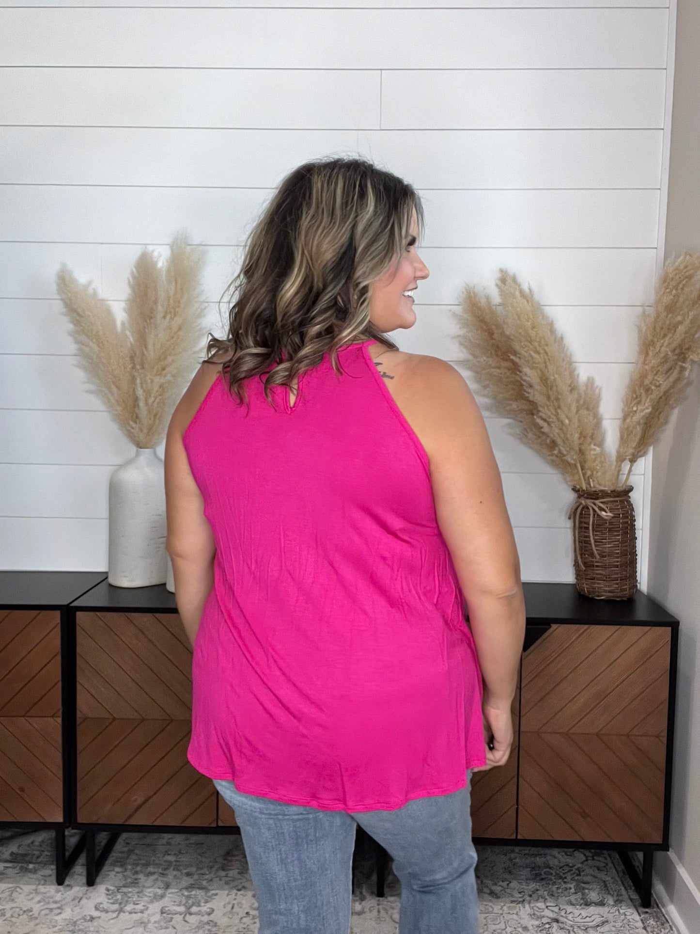 "All Dressed Up" Sparkle Front Halter Tank