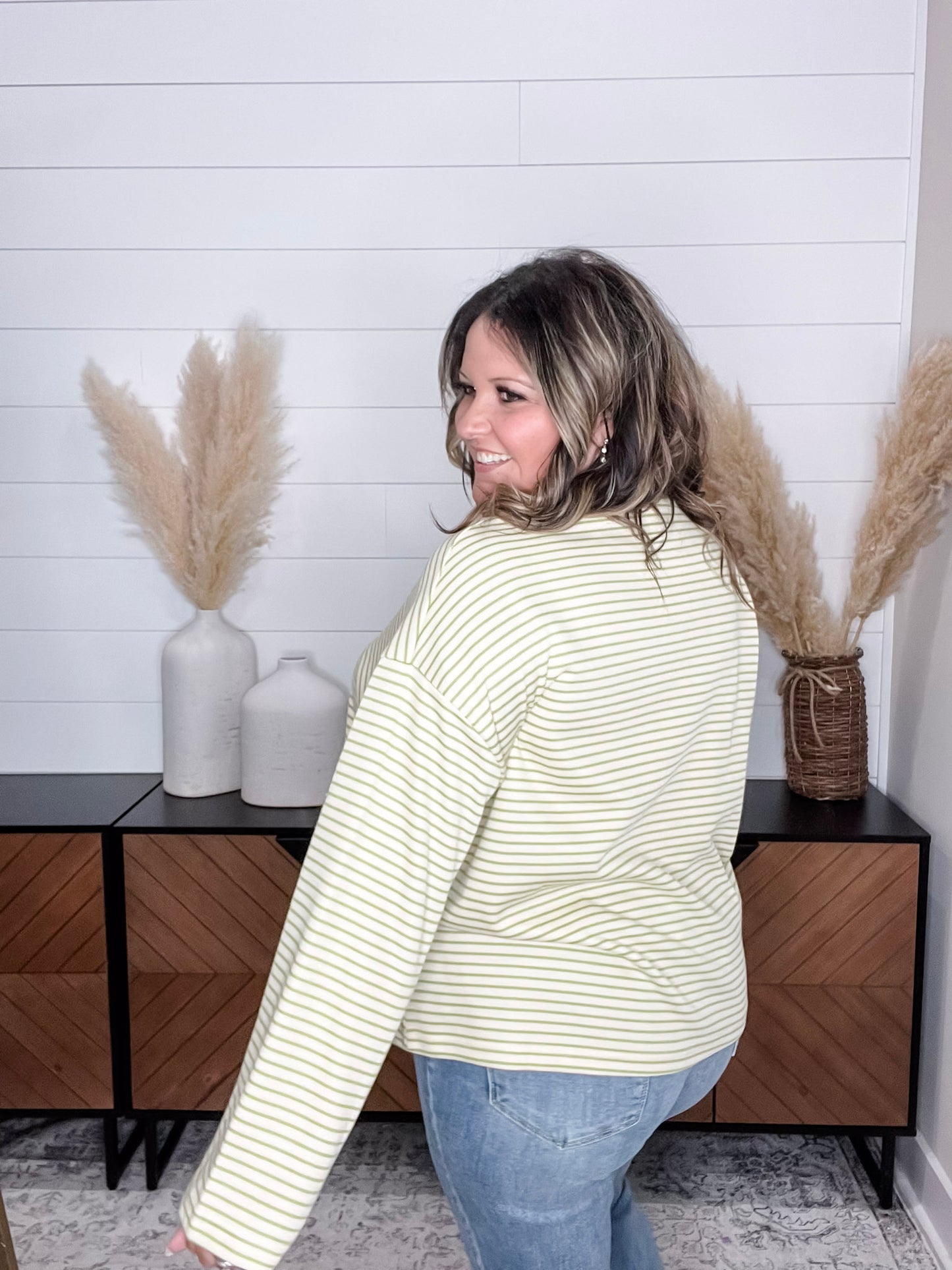 "Mayfield" Long Sleeve Striped Round Neck