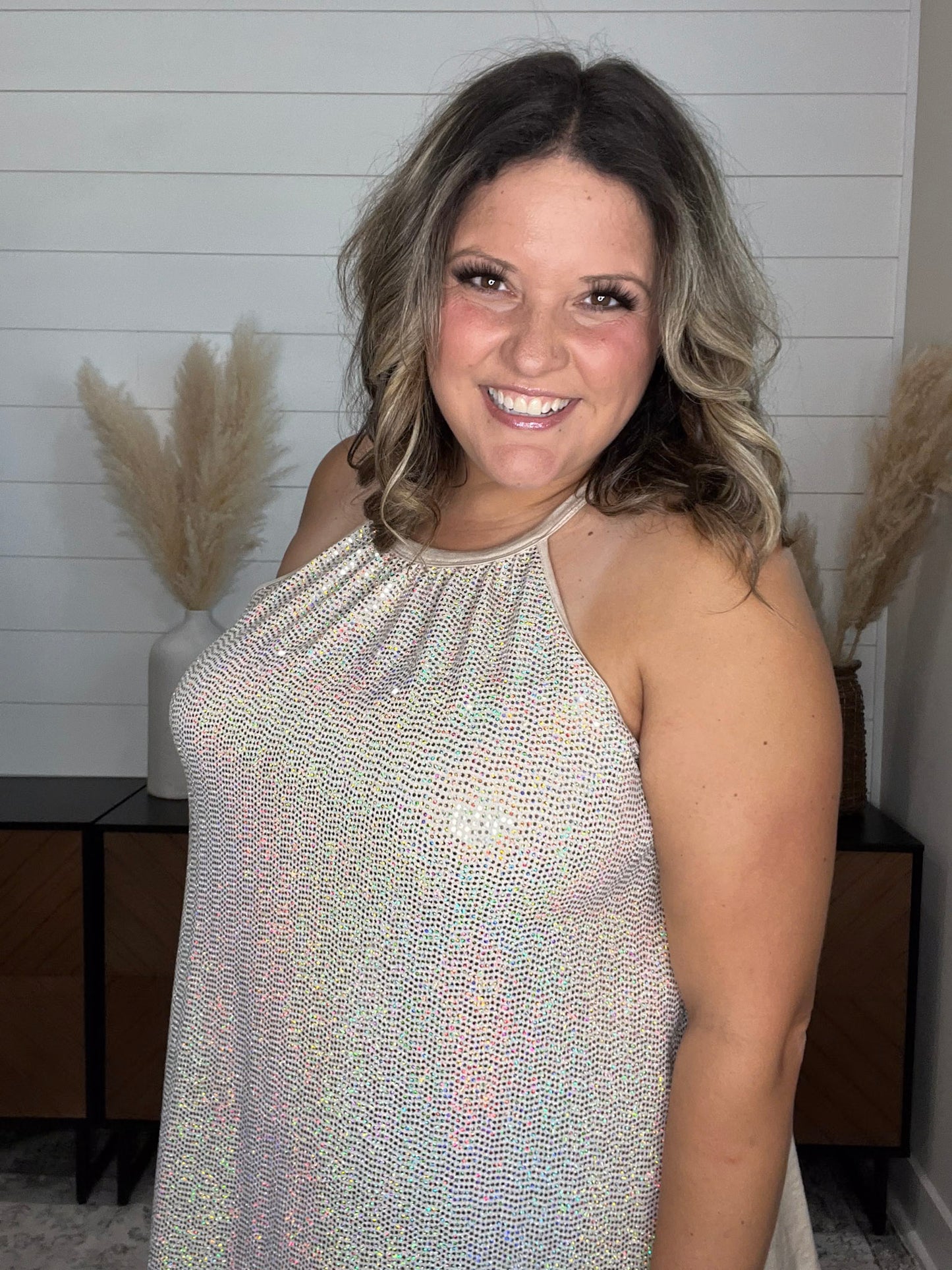 "Champagne Wishes" Sparkle Halter Tank