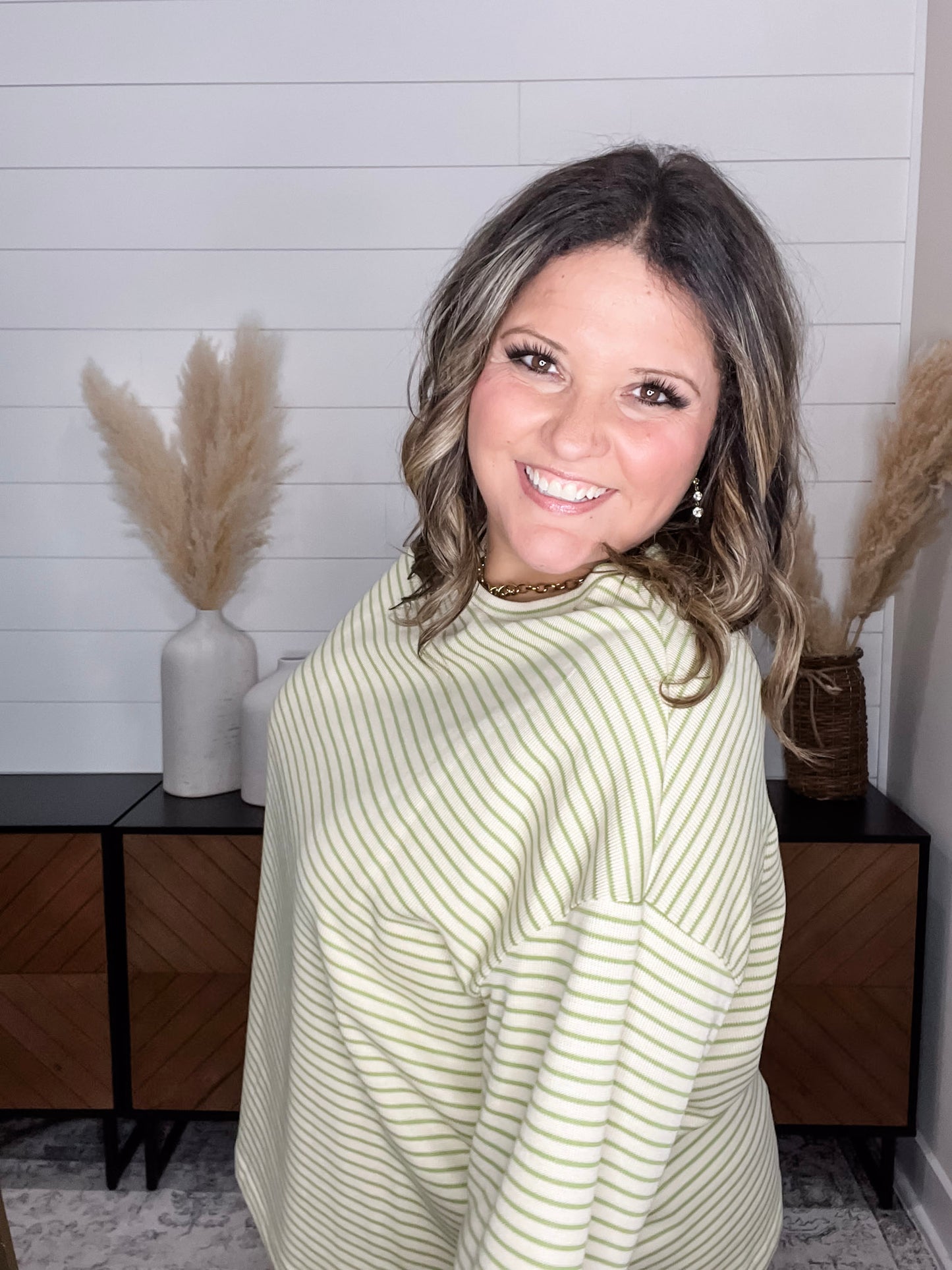 "Mayfield" Long Sleeve Striped Round Neck