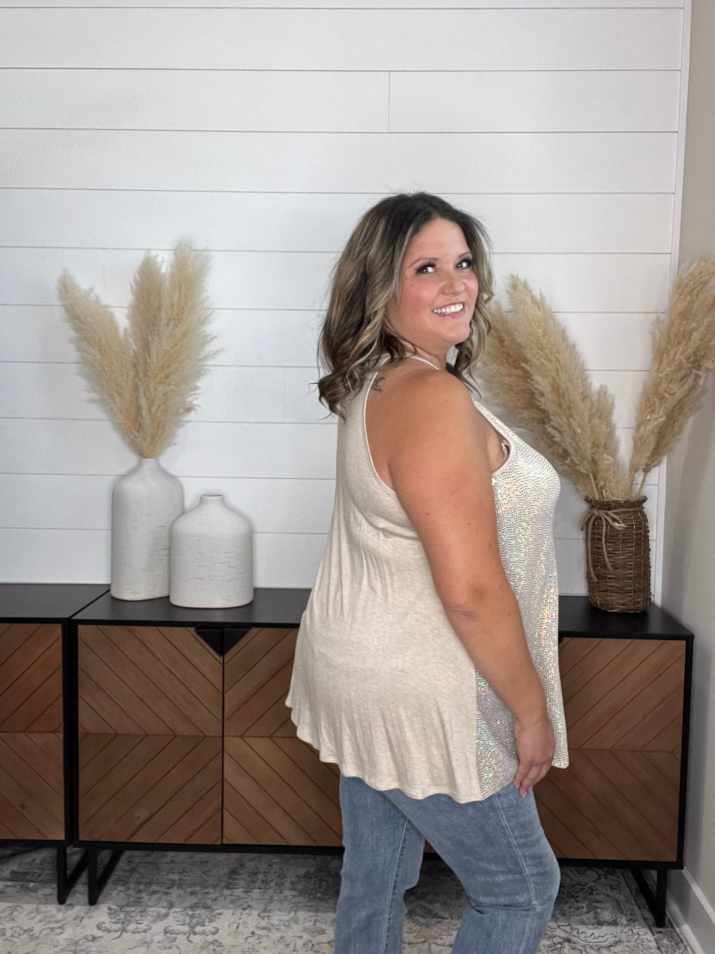 "Champagne Wishes" Sparkle Halter Tank