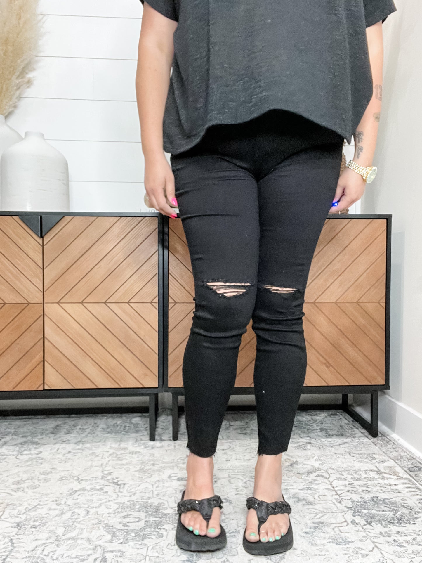 Judy Blue "Truth or Dare" Black Skinny Jeans