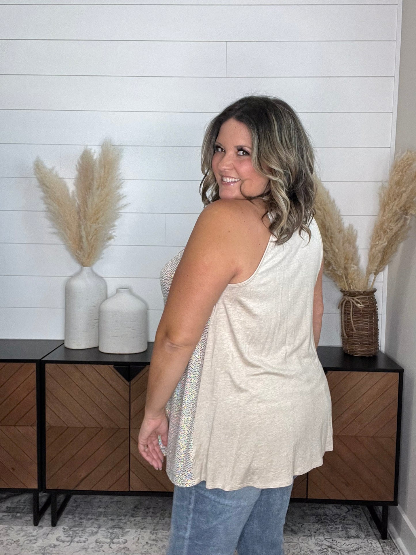 "Champagne Wishes" Sparkle Halter Tank