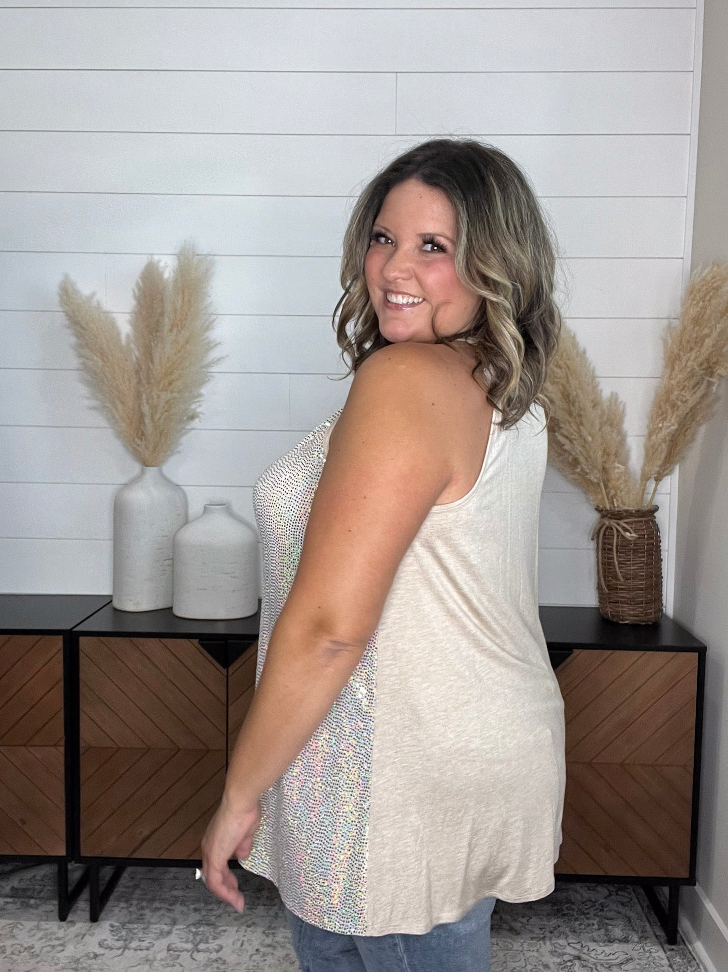 "Champagne Wishes" Sparkle Halter Tank