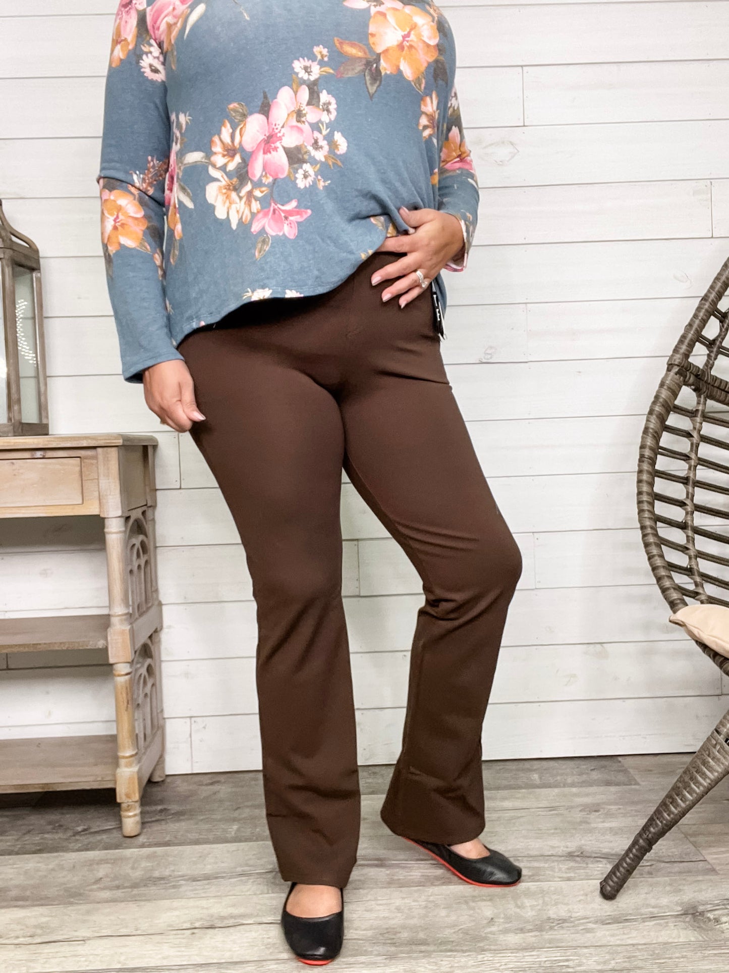 Maze Bootcut Ponte Pants (Brown)