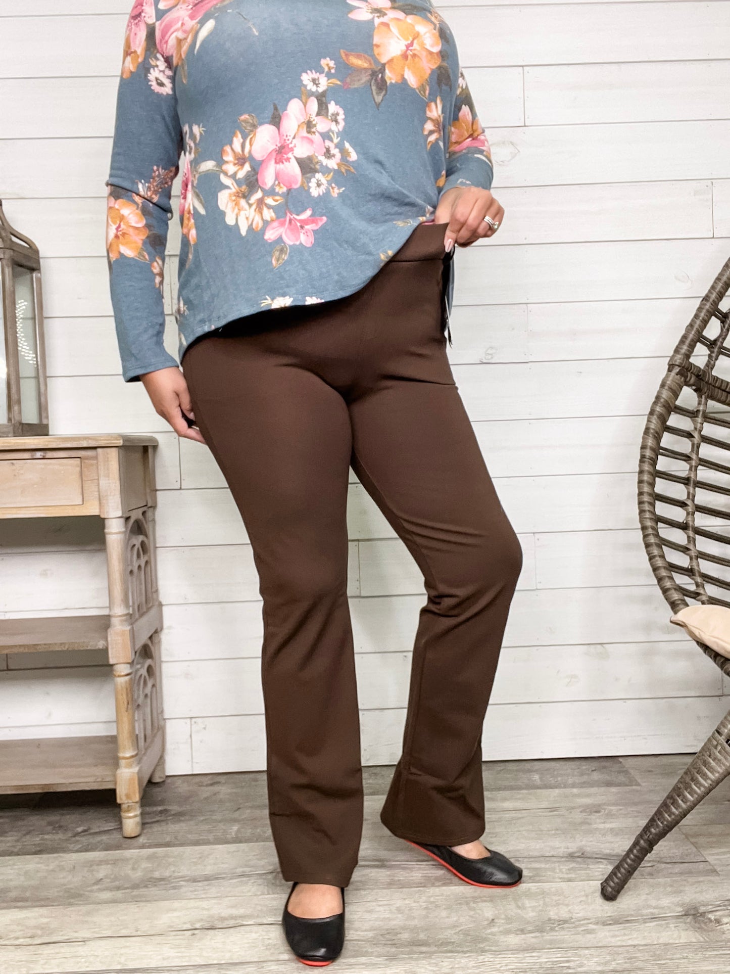 Maze Bootcut Ponte Pants (Brown)
