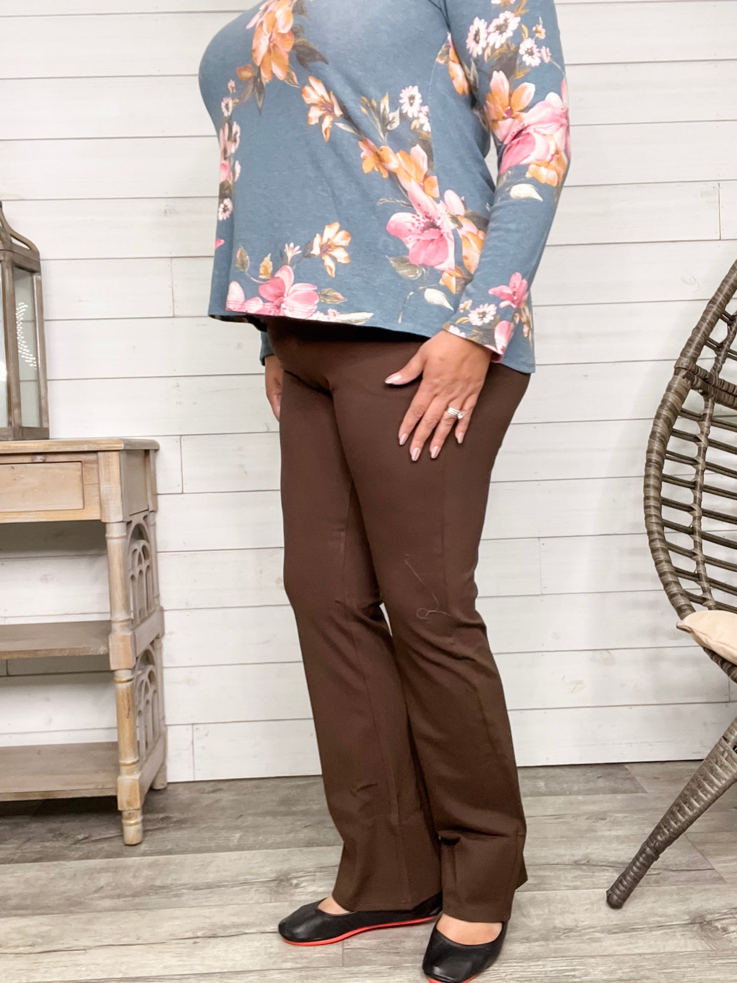 Maze Bootcut Ponte Pants (Brown)