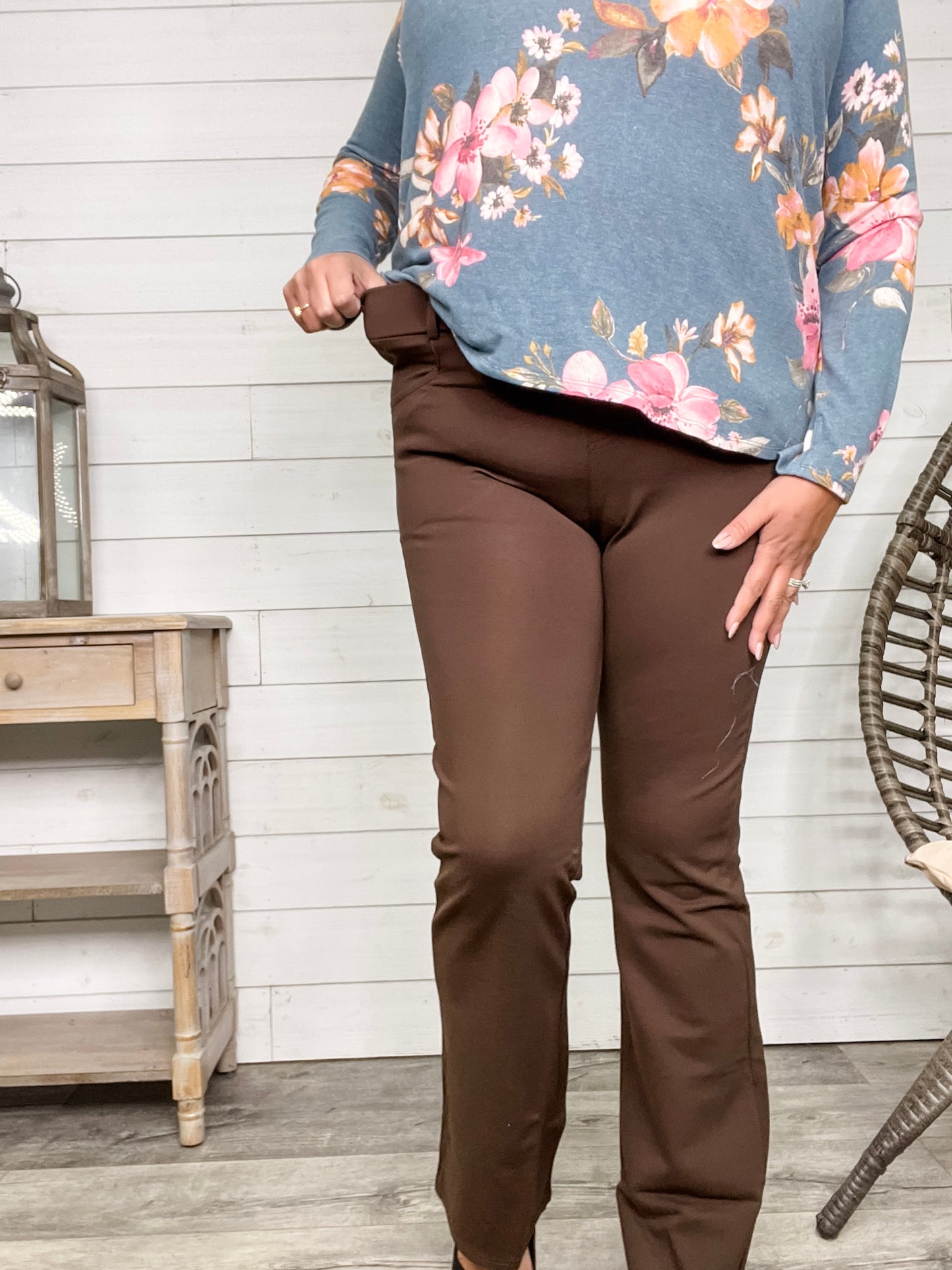 Maze Bootcut Ponte Pants (Brown)