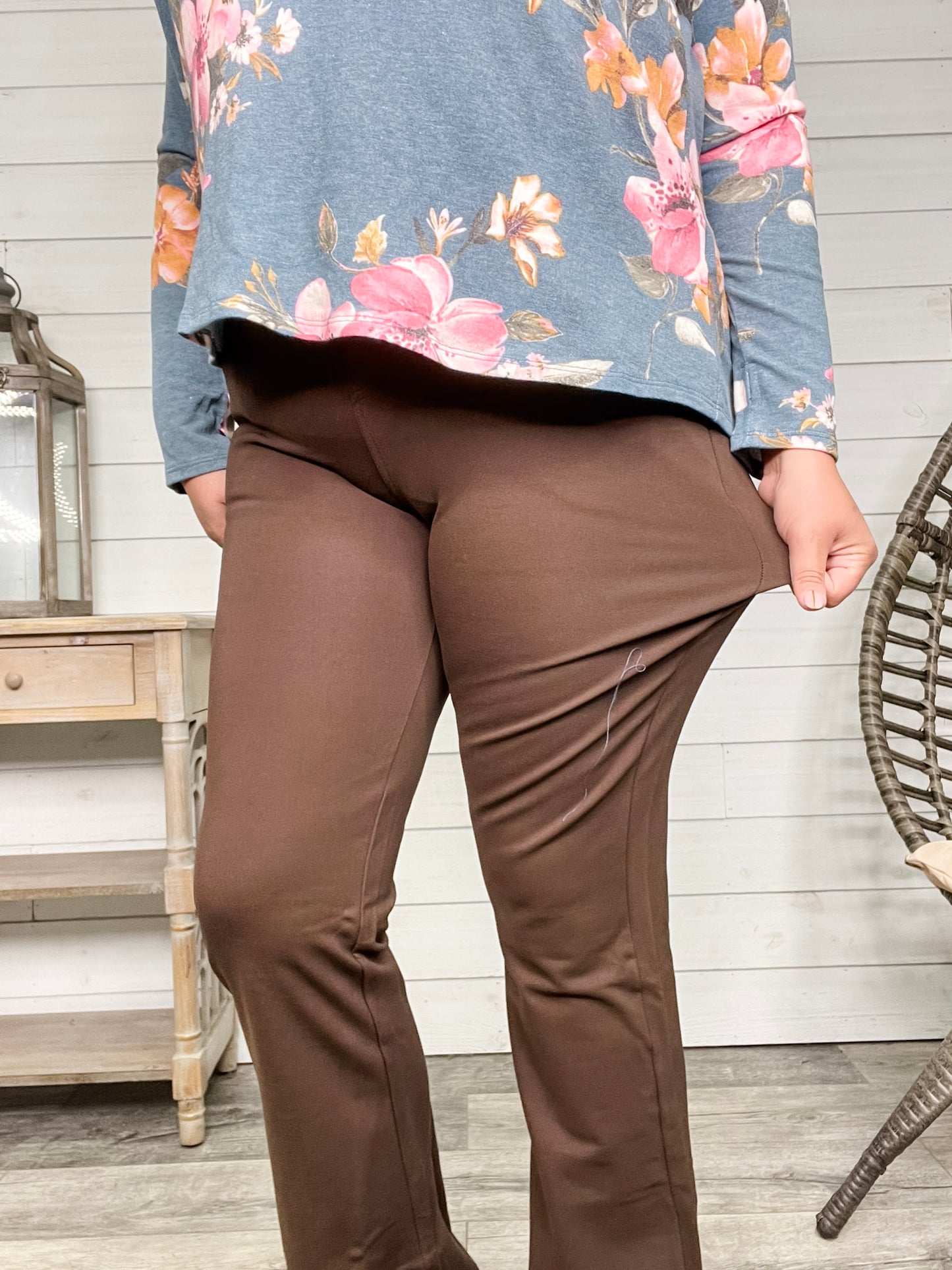 Maze Bootcut Ponte Pants (Brown)