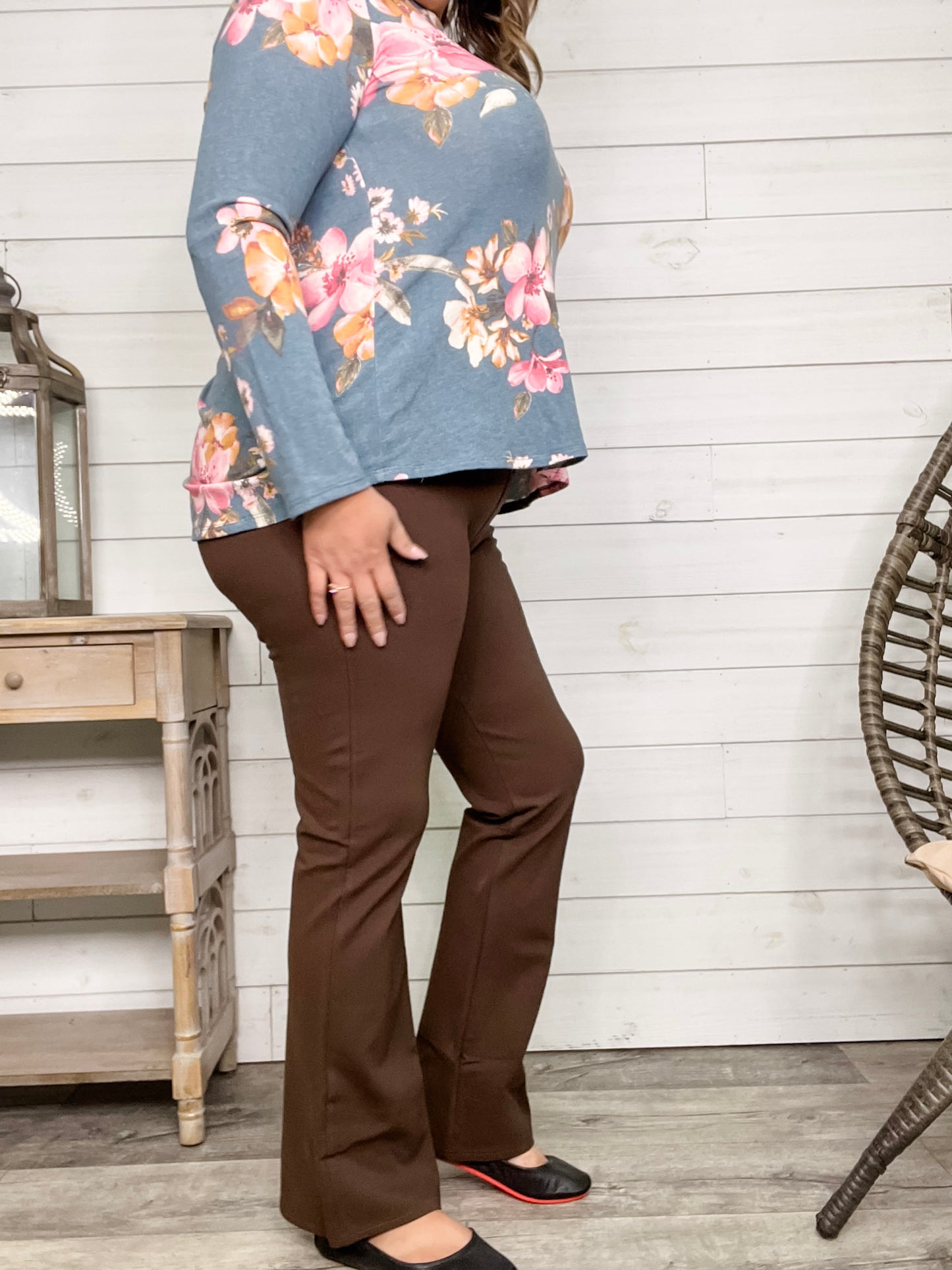 Maze Bootcut Ponte Pants (Brown)