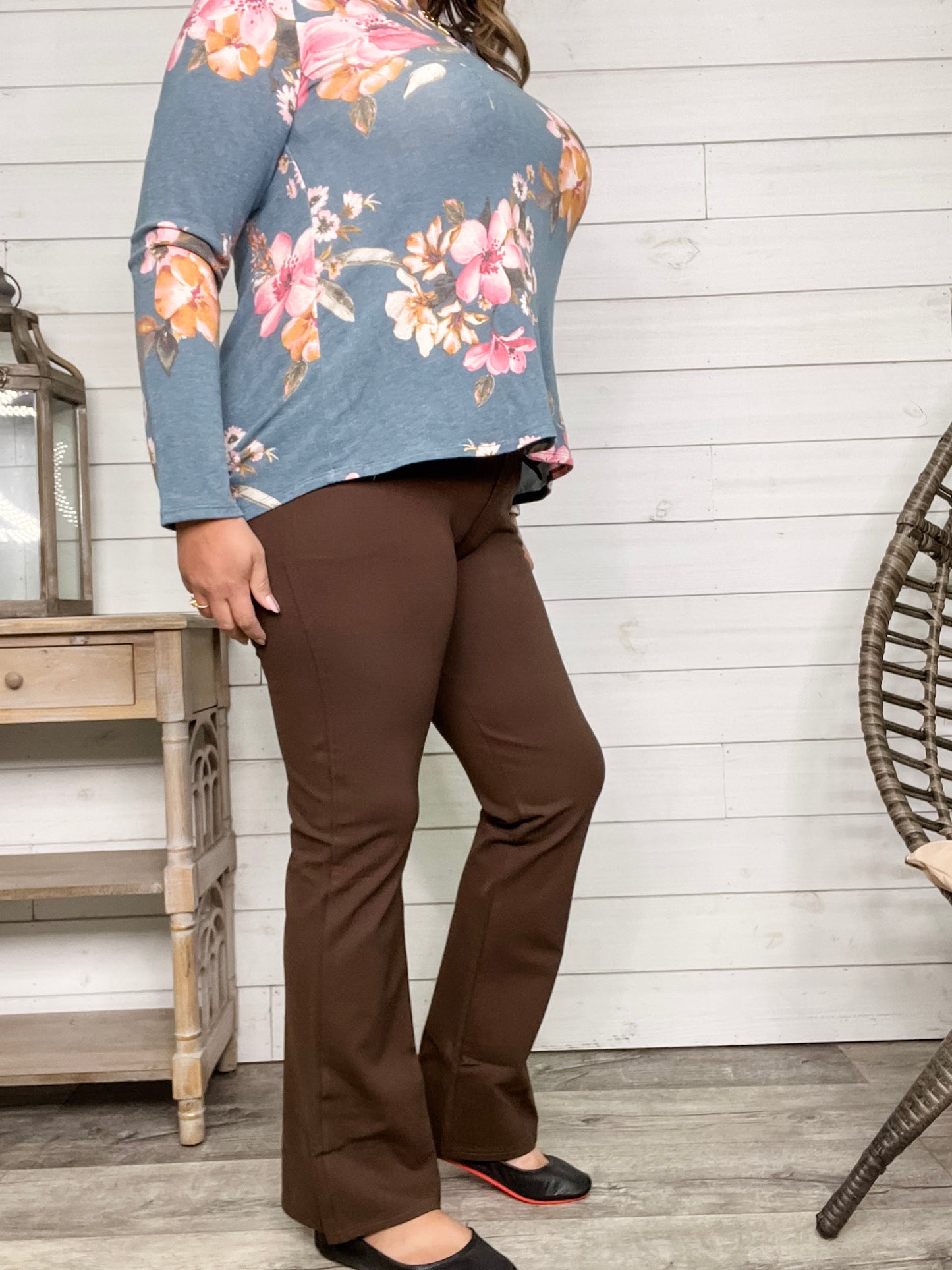 Maze Bootcut Ponte Pants (Brown)