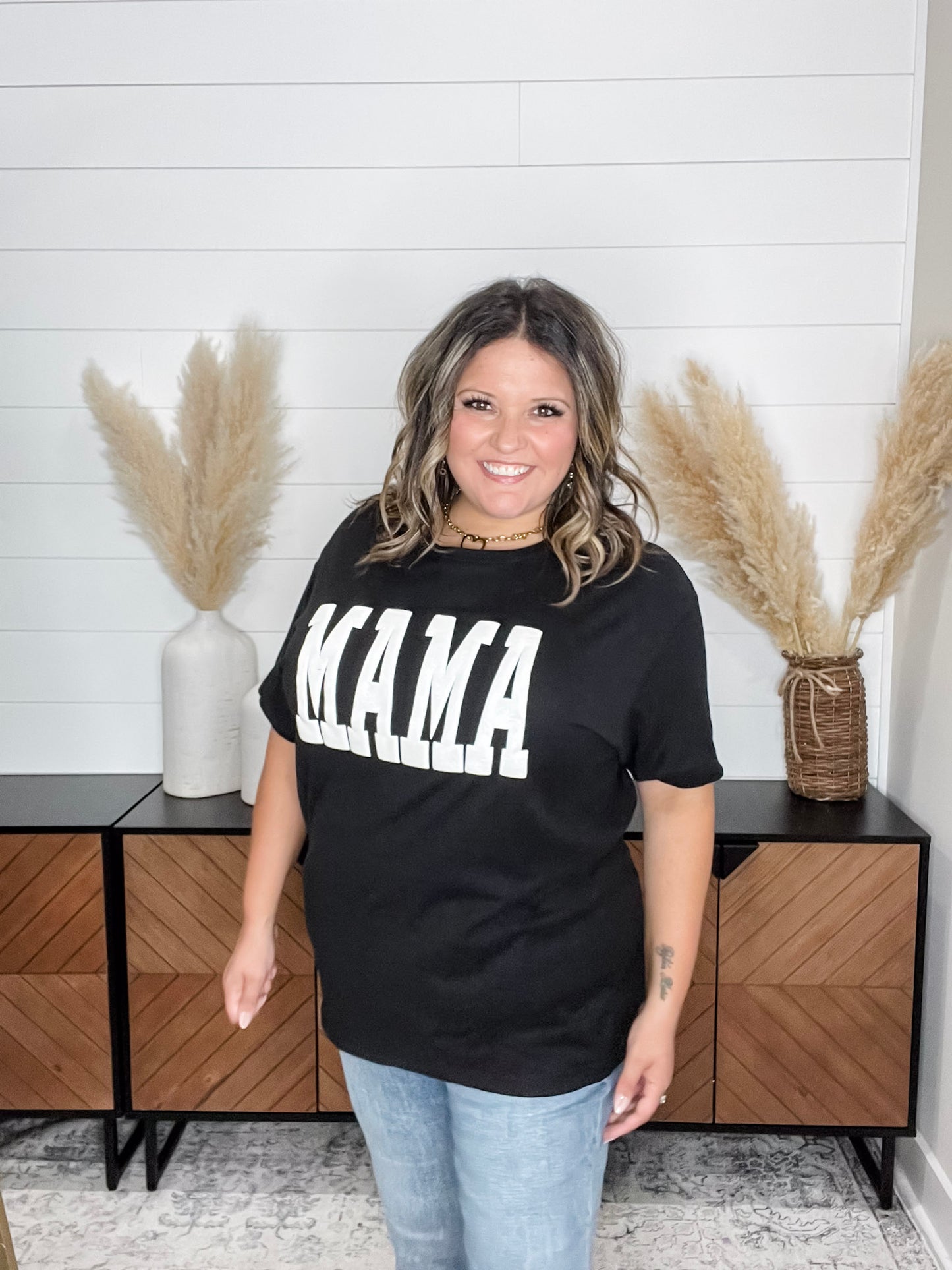 "Mama" Corded Long Sleeve Top (Multiple Colors)