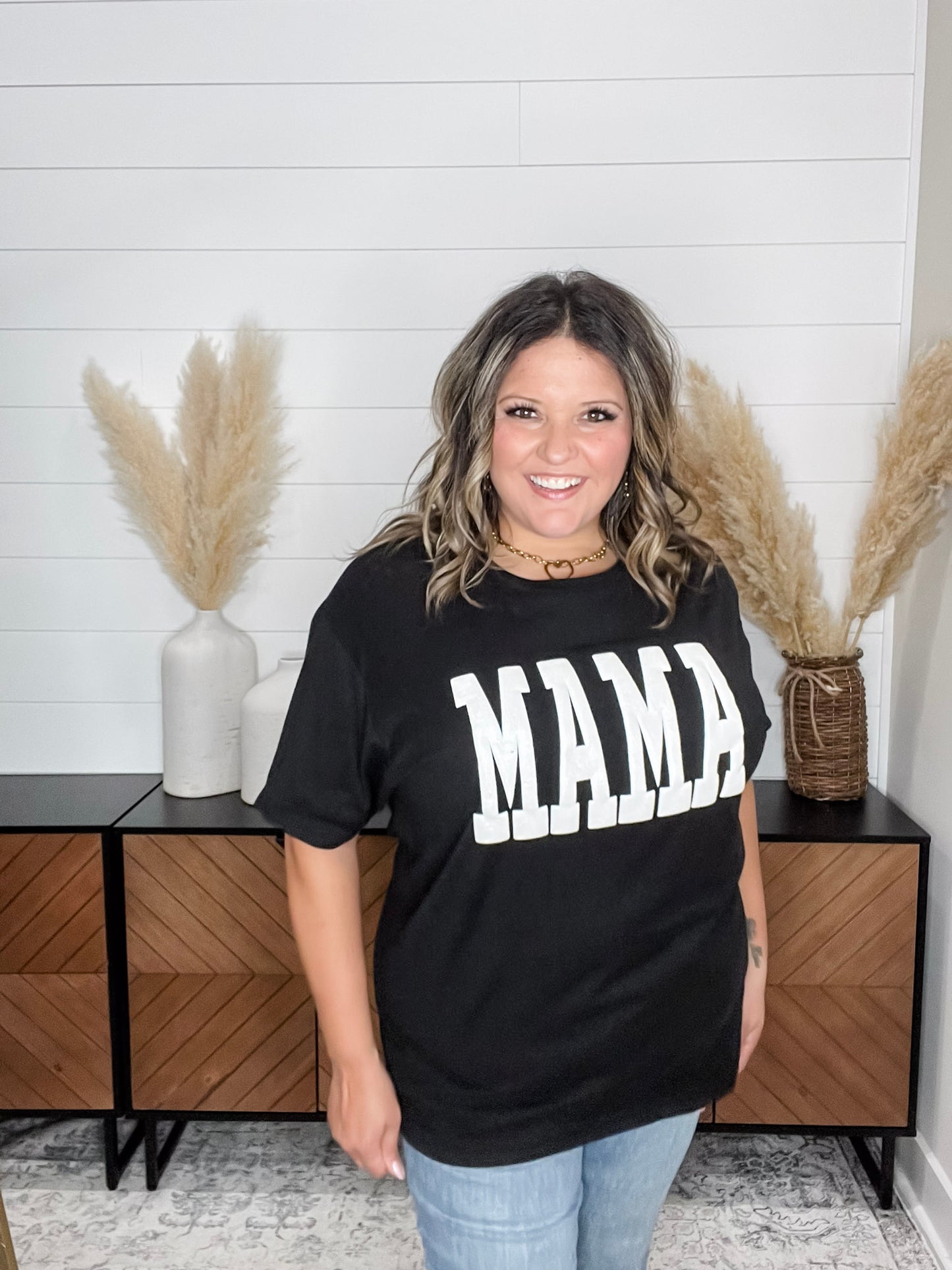 "Mama" Corded Long Sleeve Top (Multiple Colors)