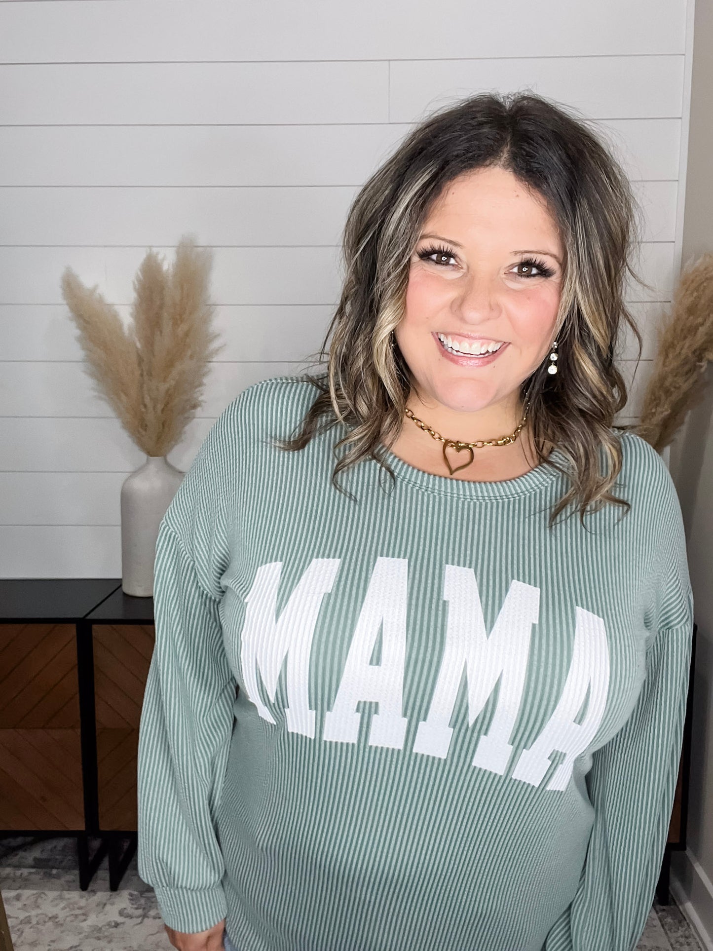 "Mama" Corded Long Sleeve Top (Multiple Colors)
