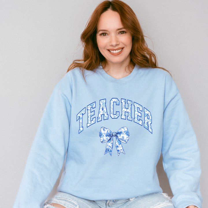 Teacher coquette blue floral bow